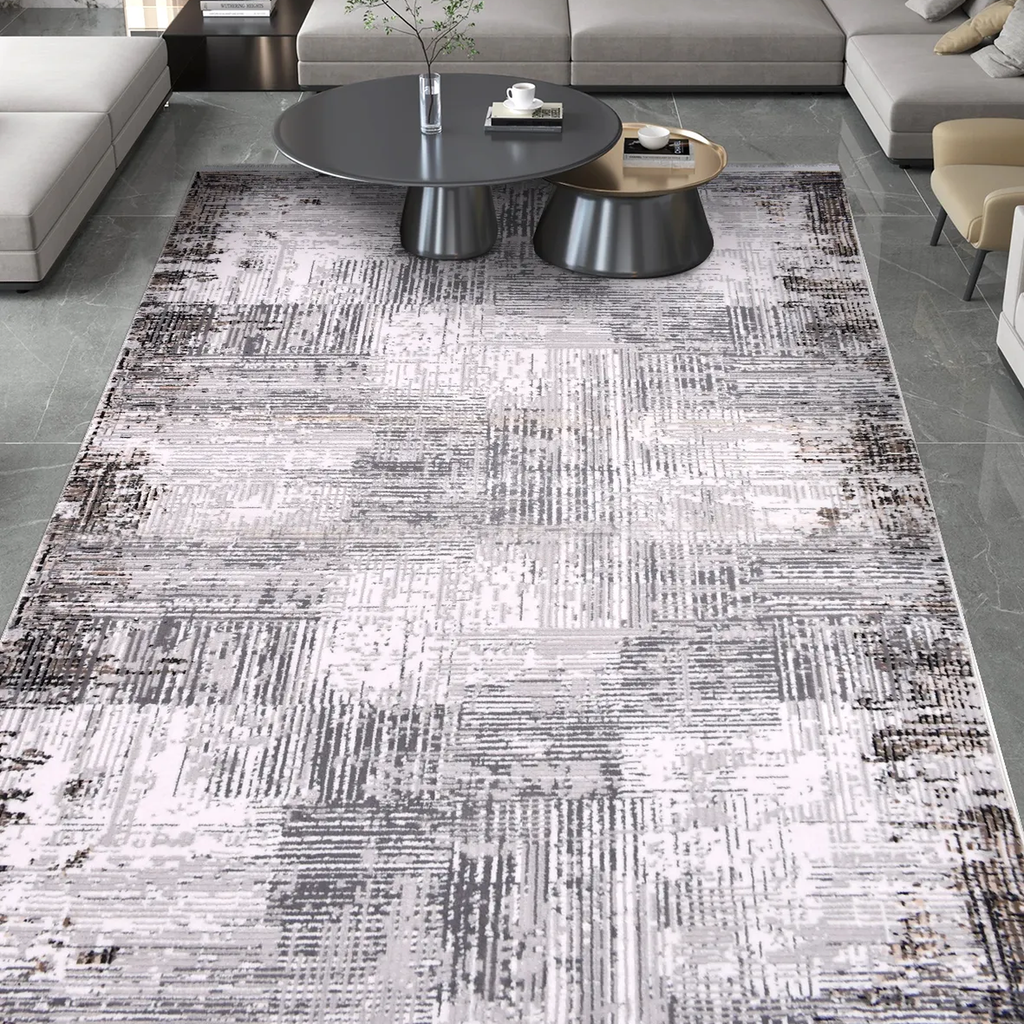 SHARED | Thornfield Grey Cream Abstract Modern Machine Woven Living R photo 1