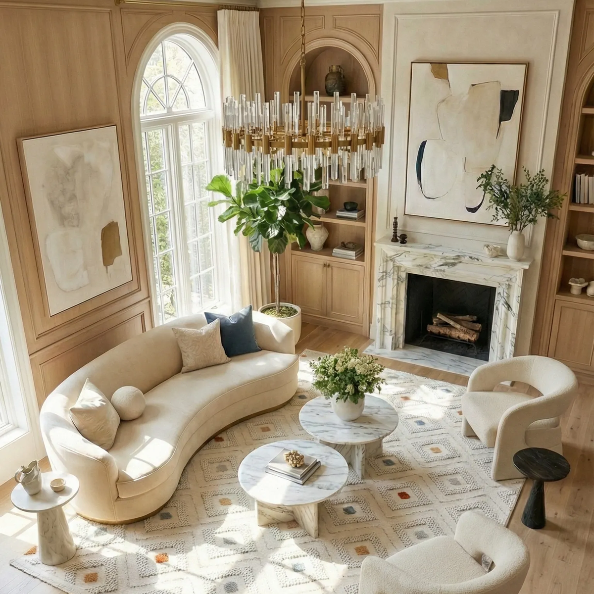 SHARED | Nave Ivory Geometric Diamond Machine Woven Transitional Mode photo 1