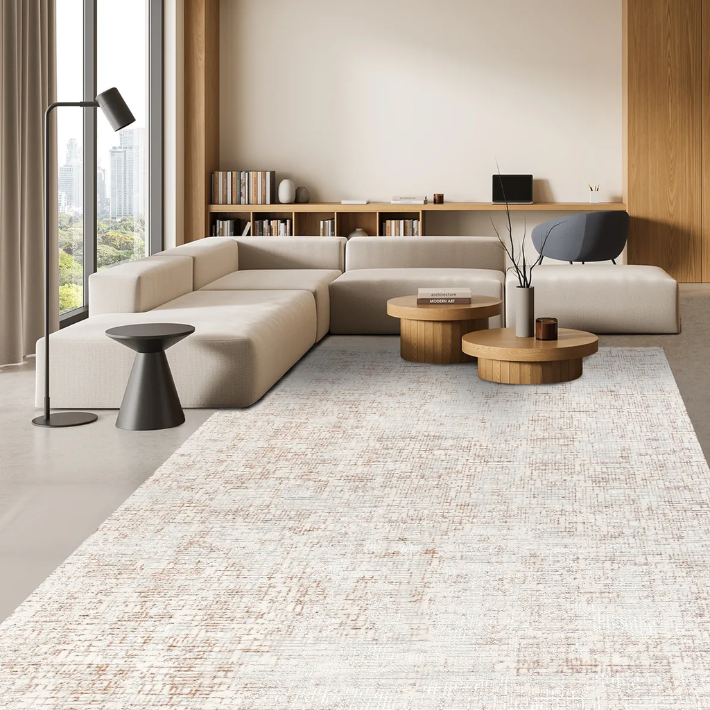 SHARED | Ford Cream Rust Abstract Modern Machine Woven Living Room Be photo 1