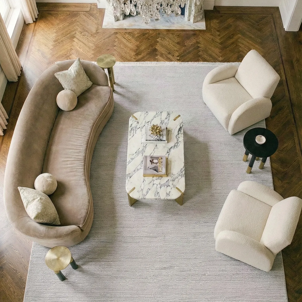 SHARED | Transept Ivory Solid Modern Machine Woven Fringe Living Room photo 1