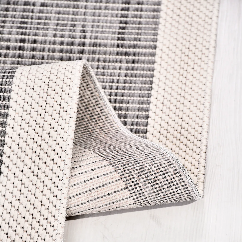 SHARED | Tansy Grey Cream Striped Scandinavian Machine Woven Living R photo 1