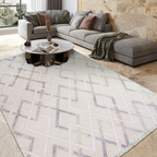 SHARED | Pinnacle Cream Lilac Geometric Modern Machine Woven Living R photo 1