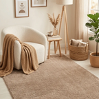 SHARED | Thaw Taupe Solid Modern Plush Machine Woven Living Room Bedr photo 1