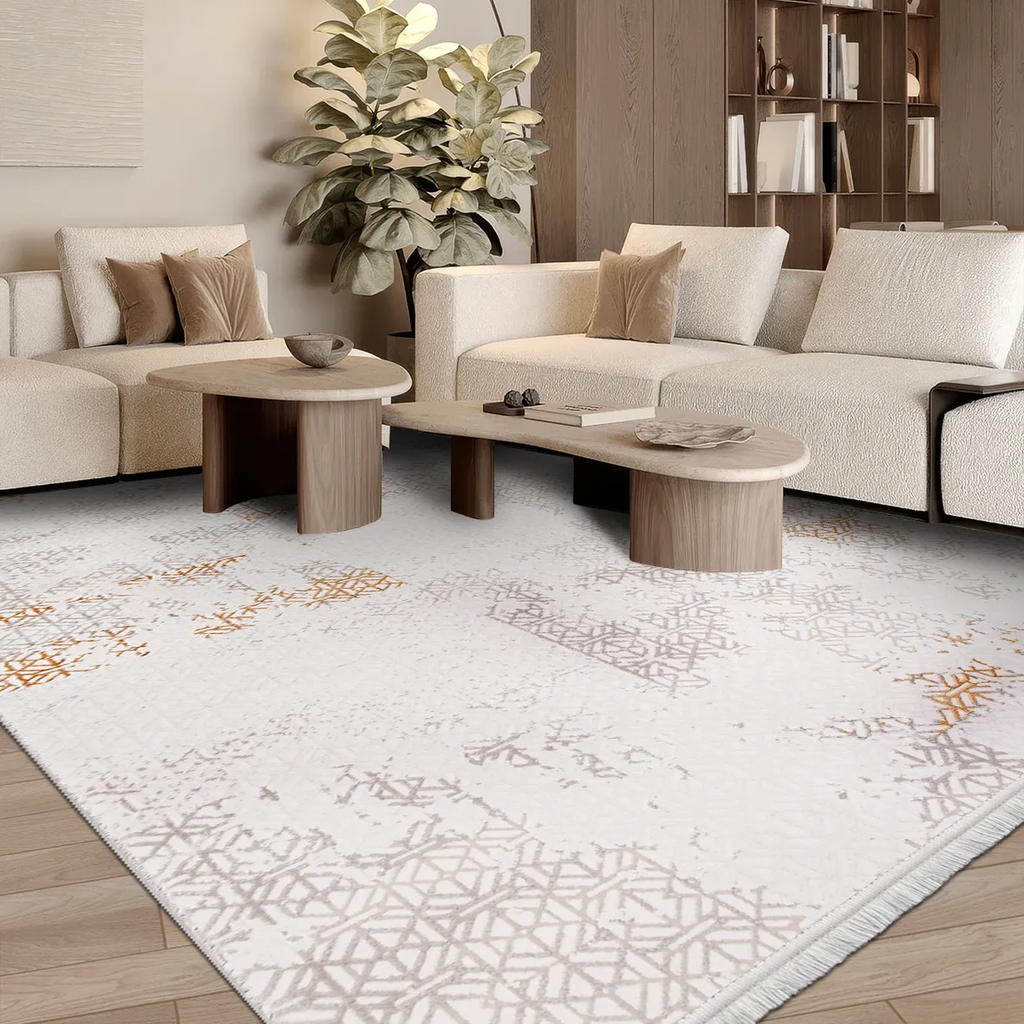 SHARED | Rill Cream Abstract Modern Machine Woven Greige Burnt Orange photo 1