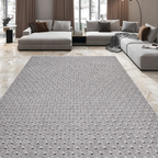 SHARED | Borage Grey Ivory Modern Geometric Machine Woven Living Room photo 1