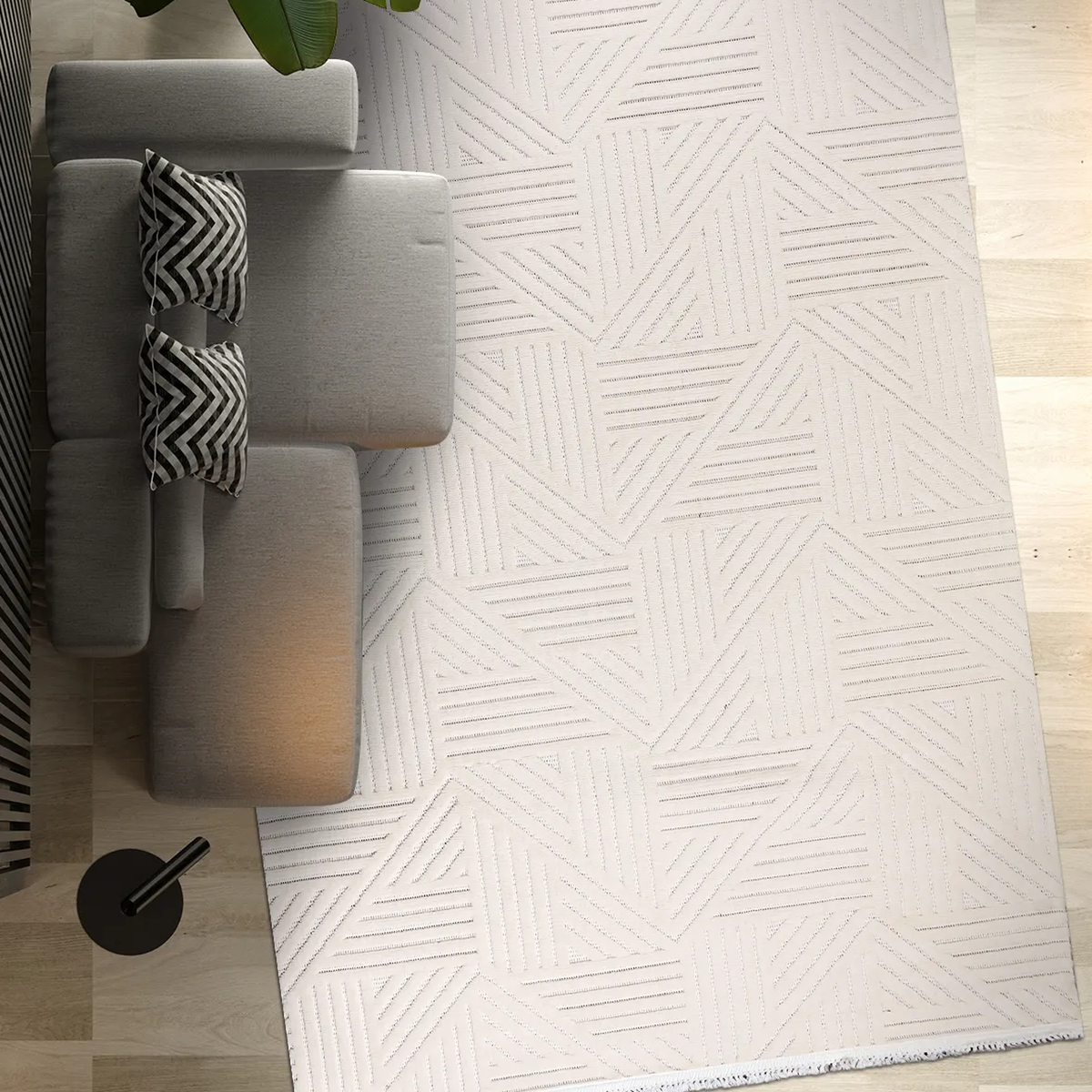 SHARED | Kusadasi Cream Ivory Geometric Modern Machine Woven Living R photo 1