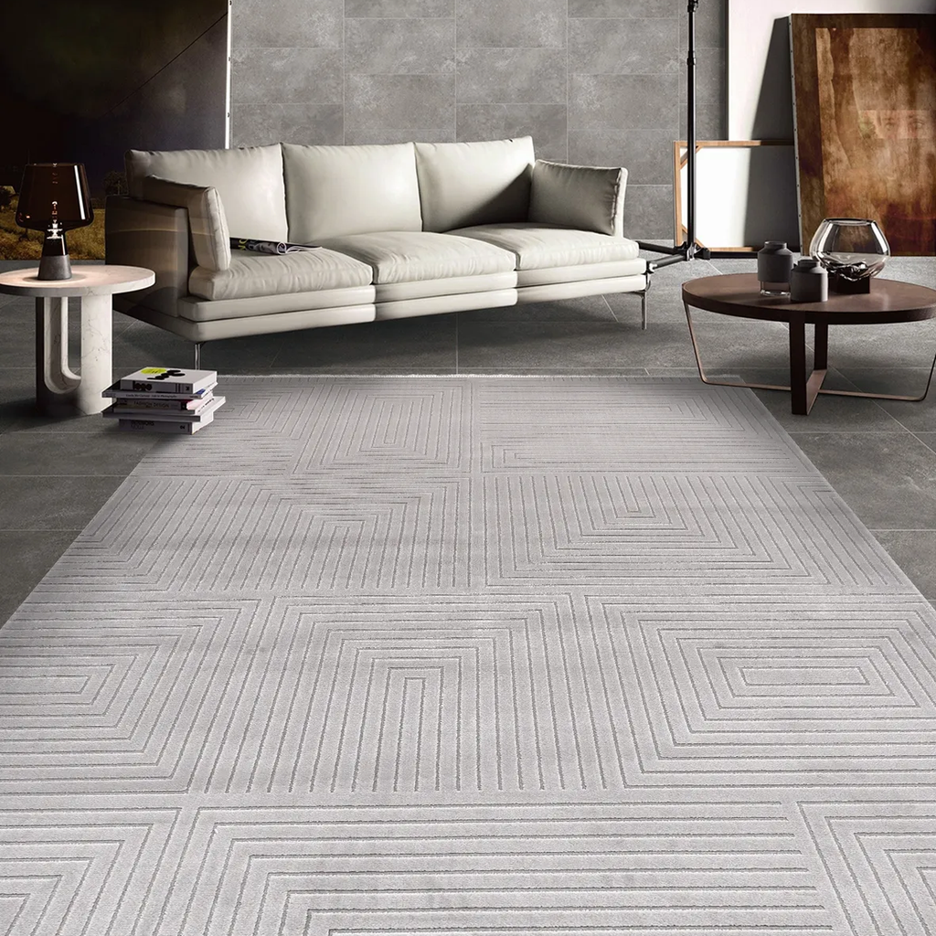 SHARED | Chervil Light Grey Geometric Modern Machine Woven Living Roo photo 1