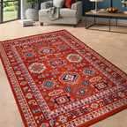SHARED | Drizzle Red Navy Cream Persian Style Traditional Machine Wov photo 1