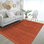SHARED | Mullein Terracotta Rust Striped Modern Machine Woven Living  photo 1