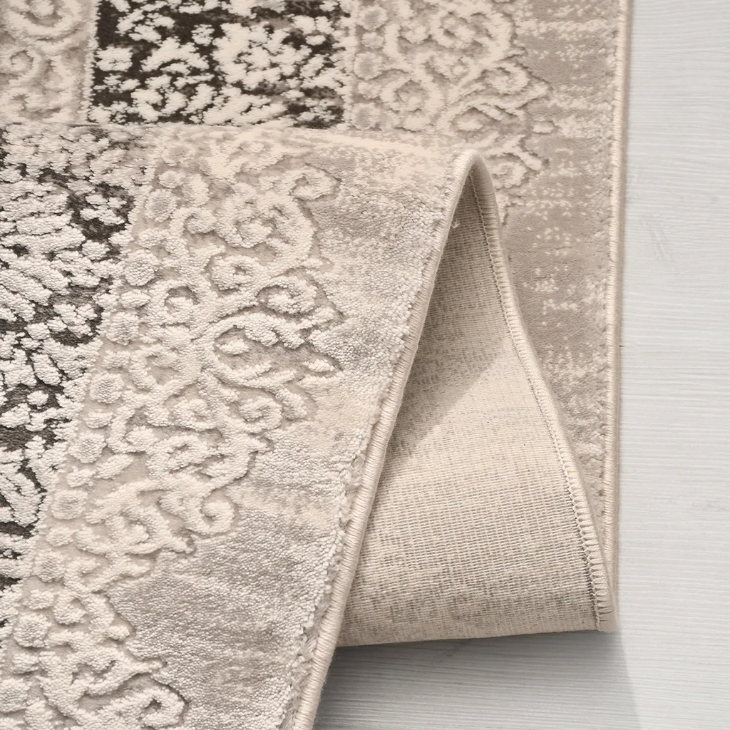 SHARED | Arbour Cream Taupe Distressed Damask Machine Woven Transitio photo 1
