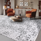 SHARED | Gale Ivory Black Abstract Boho Machine Woven Living Room Bed photo 1