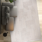 SHARED | Kekova Cream Abstract Modern Machine Woven Ivory Beige Livin photo 1