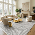 SHARED | Dogrose Grey Ivory Modern Geometric High-Low Machine Woven L photo 1