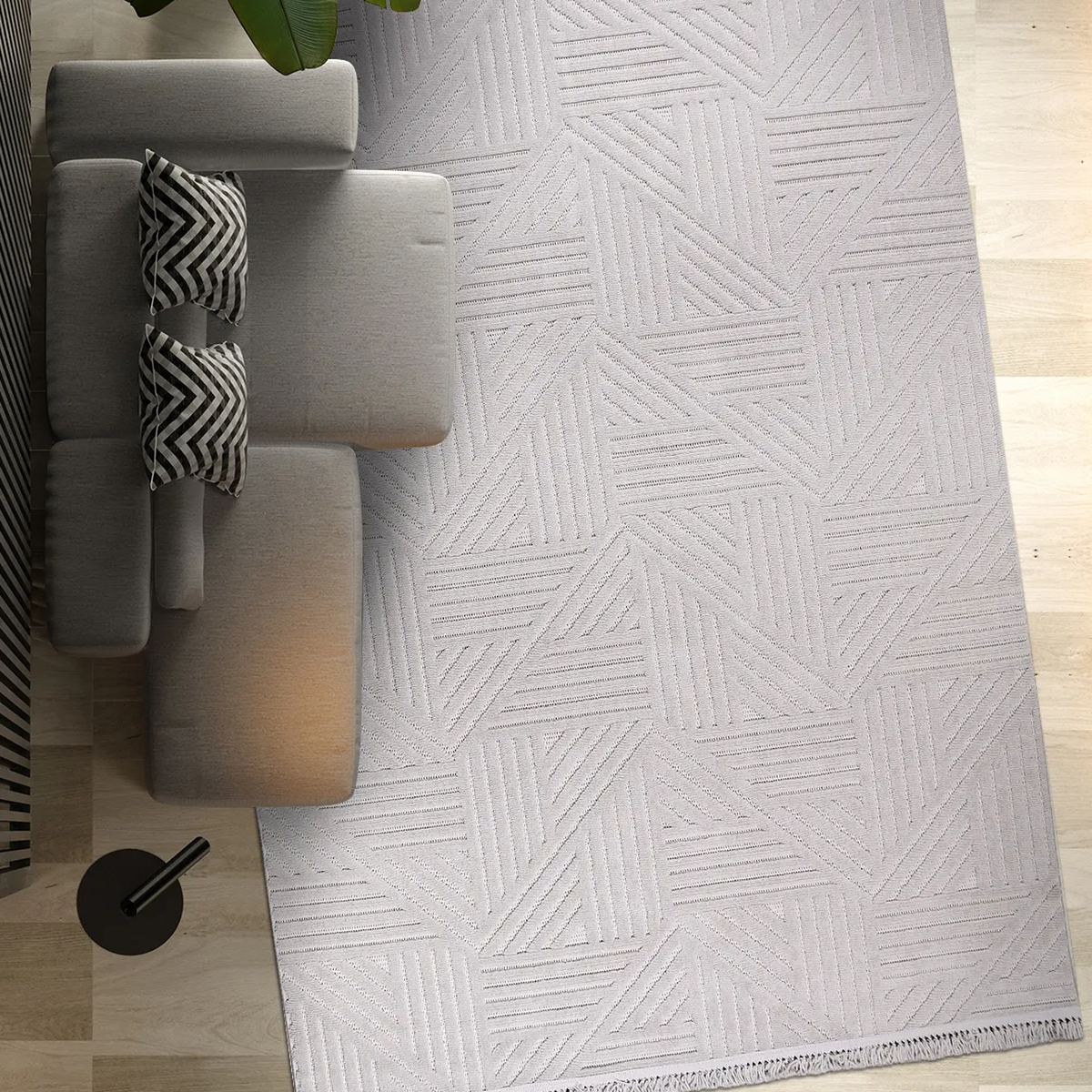 SHARED | Konya Cream Geometric Modern Machine Woven Living Room Bedro photo 1