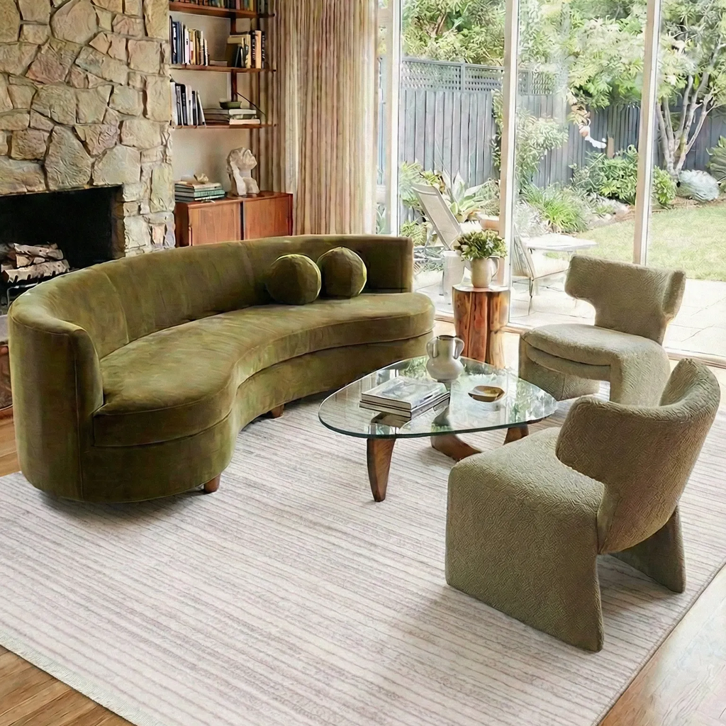 SHARED | Verdite Cream Mid-Century Modern Striped Machine Woven Livin photo 1