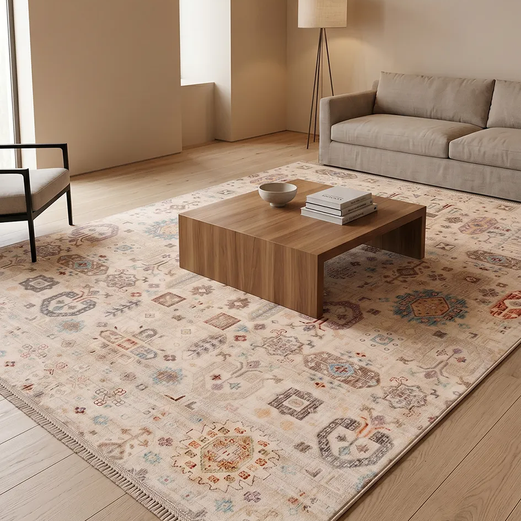 SHARED | Obelisk Cream Multicolor Distressed Persian Style Machine Wo photo 1