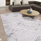 SHARED | Safranbolu Light Grey Cream Abstract Modern Machine Woven Li photo 1