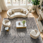 SHARED | Elder Charcoal Grey Ivory Geometric Mid-Century Modern Machi photo 1