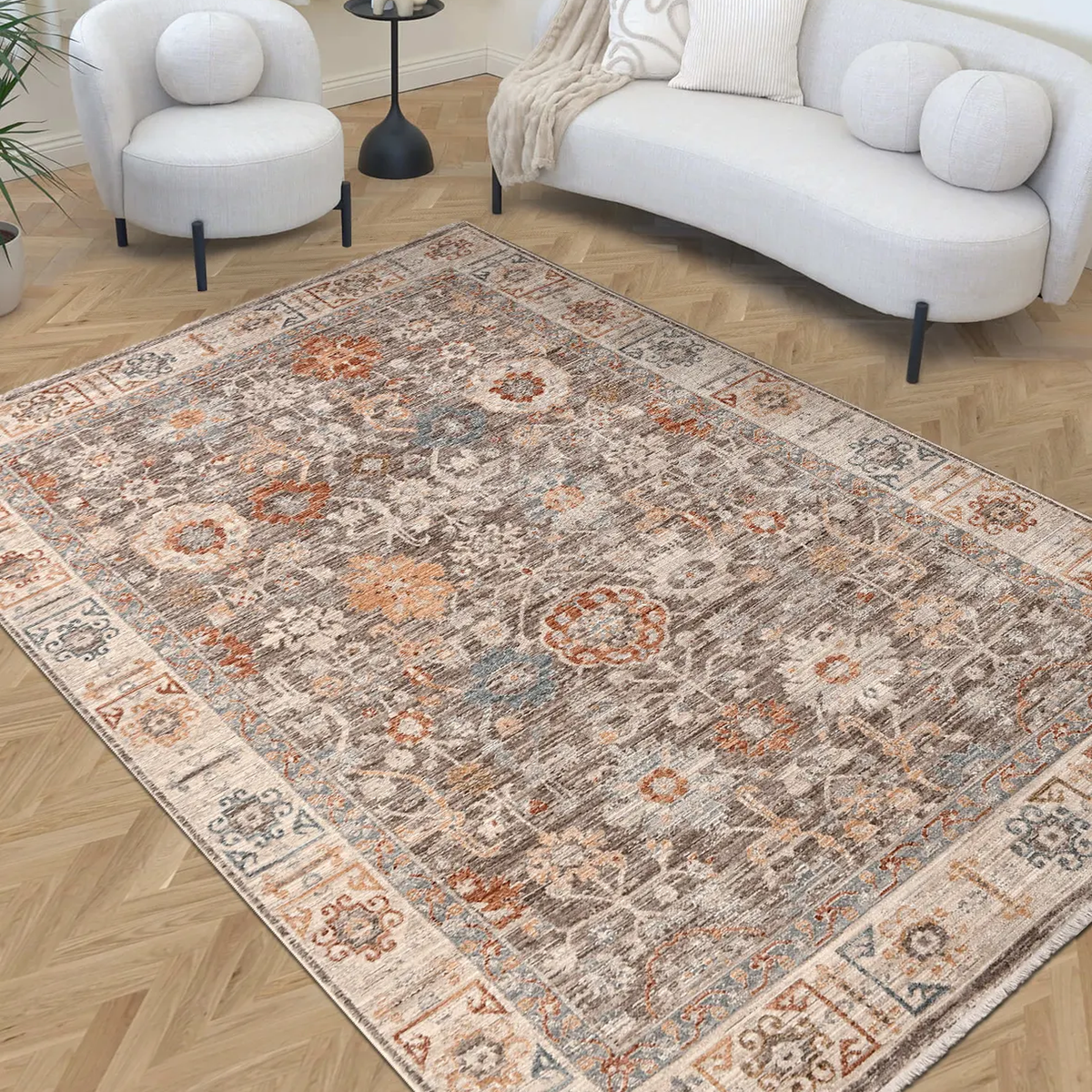 SHARED | Viburnum Taupe Cream Persian Style Traditional Distressed Vi photo 1