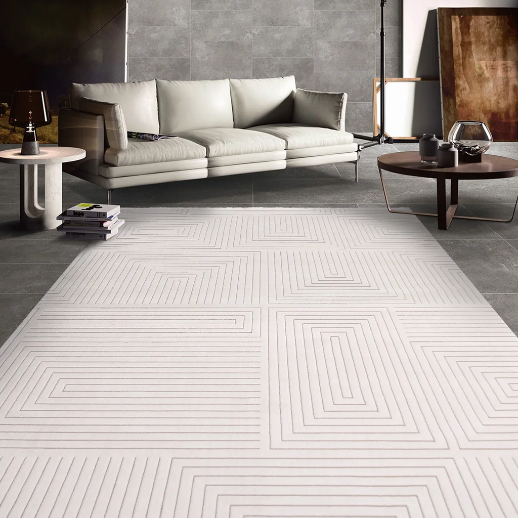 SHARED | Bryony Cream Ivory Geometric Modern Machine Woven Living Roo photo 1