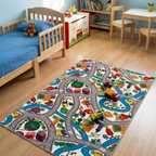 SHARED | Mere Cream Multicolour Abstract Town Map Machine Woven Kids  photo 1