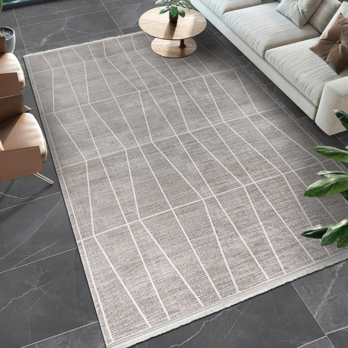 SHARED | Bayberry Taupe Cream Geometric Modern Machine Woven Living R photo 1