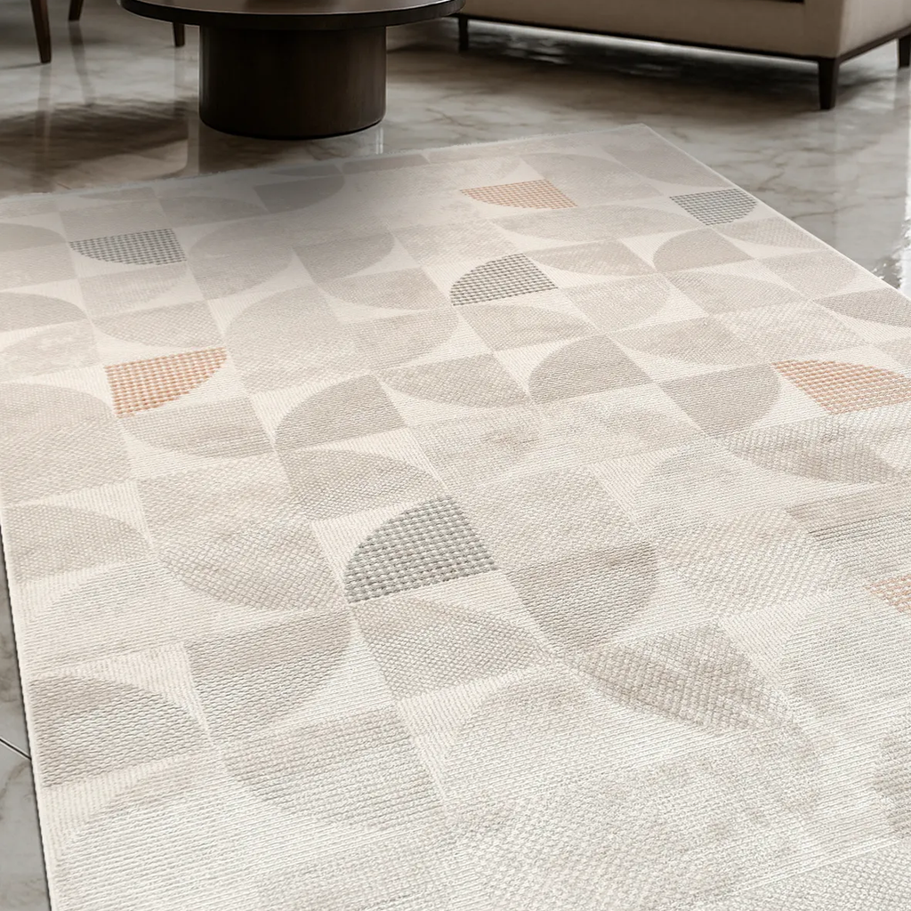SHARED | Rutile Cream Beige Geometric Modern Machine Woven Living Roo photo 1