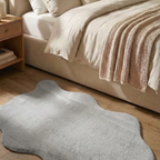 SHARED | Stairwell Light Grey Solid Shaggy Faux Fur Machine Woven Bed photo 1