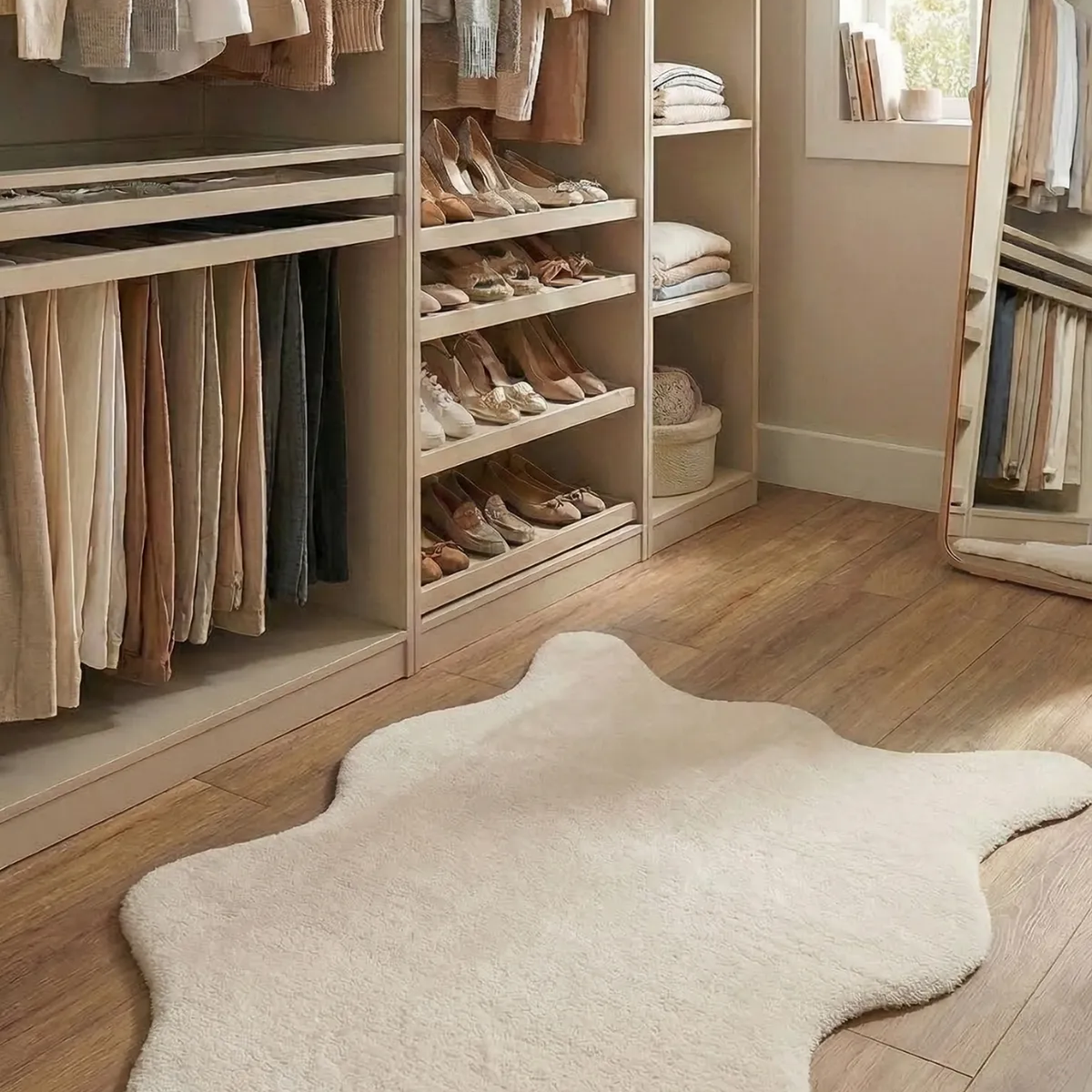 SHARED | Solarium Cream Solid Faux Fur Style Scandinavian Machine Wov photo 1