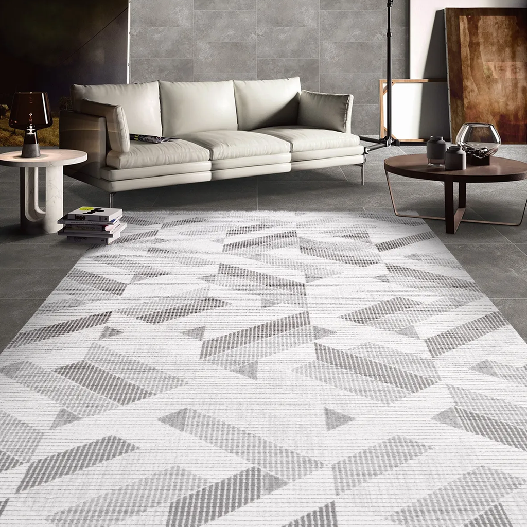 SHARED | Catkin Cream Grey Geometric Modern Machine Woven Living Room photo 1