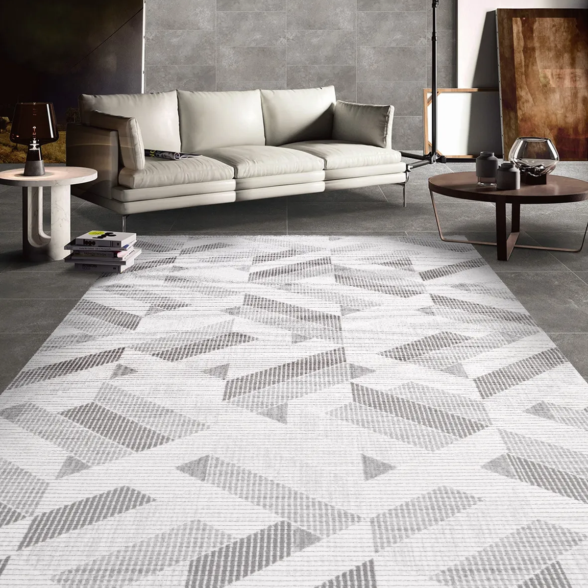 SHARED | Catkin Cream Grey Geometric Modern Machine Woven Living Room photo 1