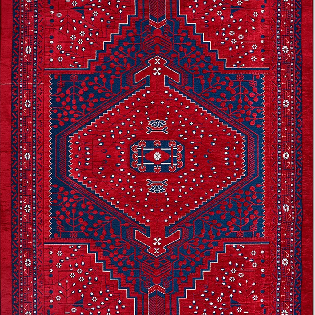 SHARED | Assos Persian Style Traditional Medallion Red Navy Machine W photo 1