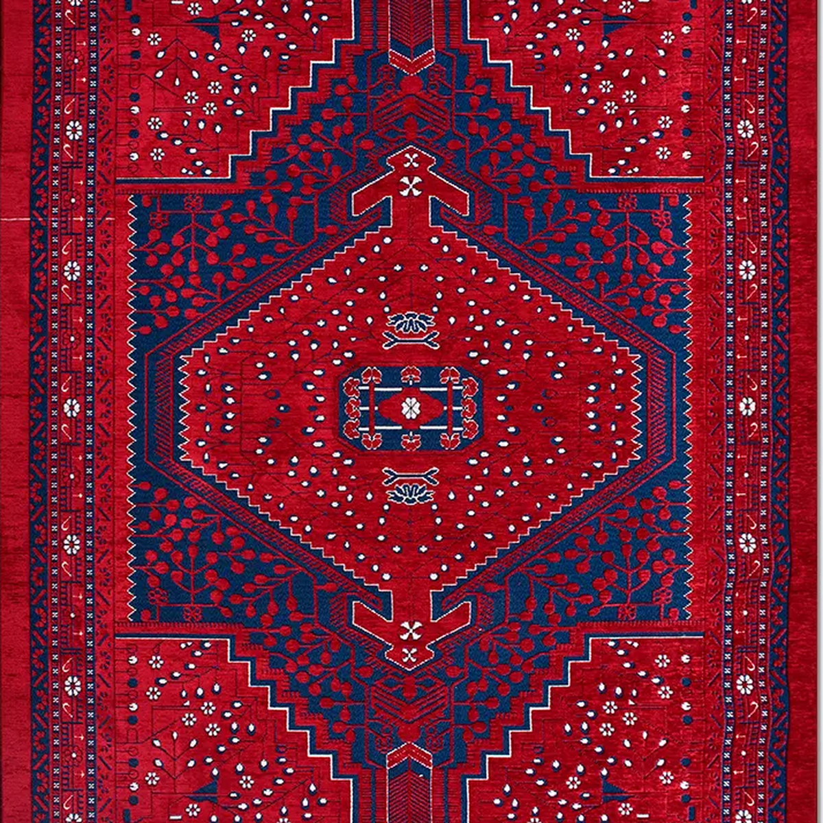 SHARED | Assos Persian Style Traditional Medallion Red Navy Machine W photo 1