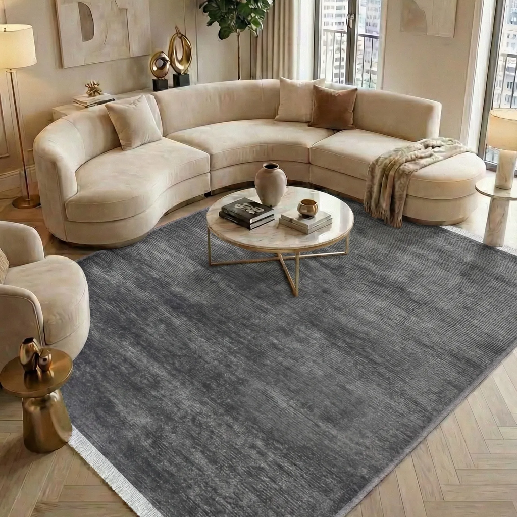 SHARED | Mimosa Charcoal Grey Solid Modern Machine Woven Living Room  photo 1