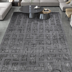 SHARED | Combe Grey Geometric Maze Modern Machine Woven Living Room B photo 1