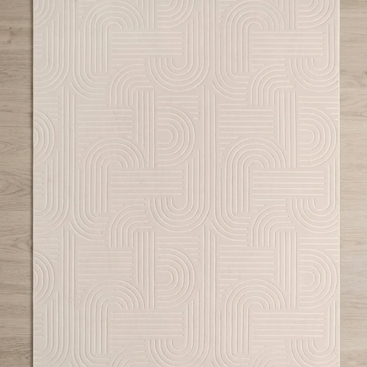 SHARED | Halcyon Cream Ivory Geometric Arch Modern Machine Woven Livi photo 1