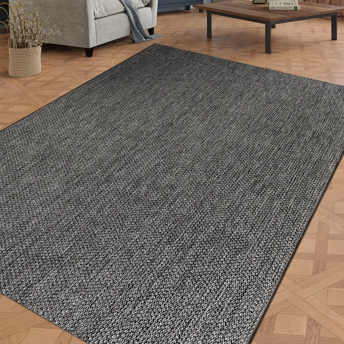 SHARED | Cinquefoil Charcoal Grey Solid Modern Machine Woven Living R photo 1