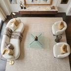 SHARED | Porphyry Cream Beige Striped Modern Machine Woven Living Roo photo 1