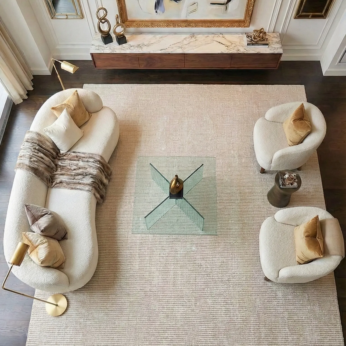 SHARED | Porphyry Cream Beige Striped Modern Machine Woven Living Roo photo 1