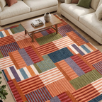 SHARED | Dell Mid-Century Modern Patchwork Orange Cream Blue Machine  photo 1