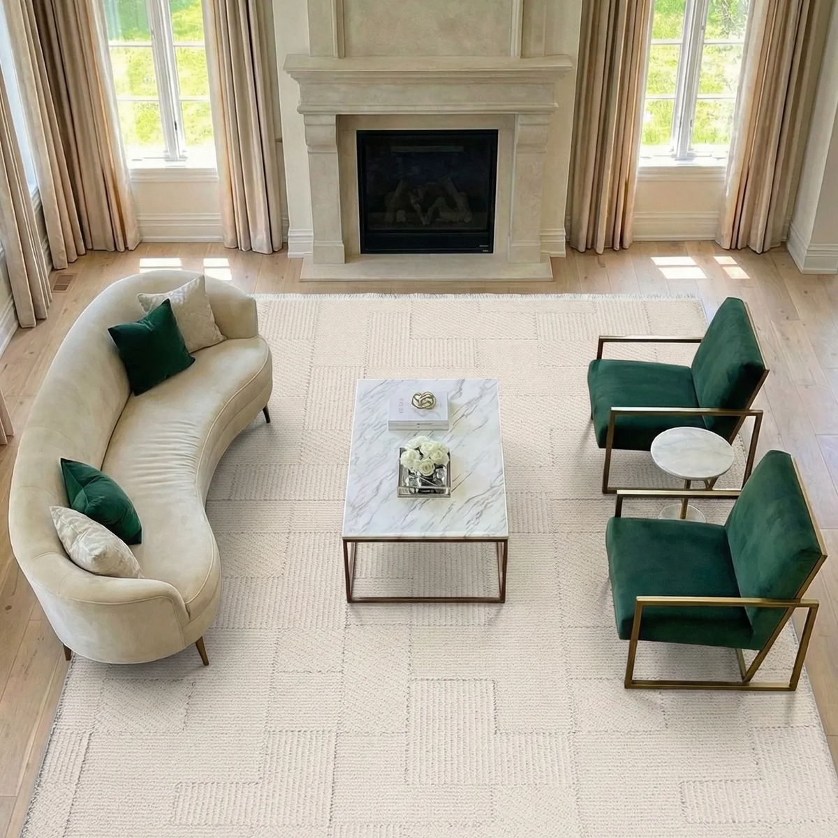SHARED | Mistral Cream Geometric Modern Machine Woven Ivory Living Ro photo 1