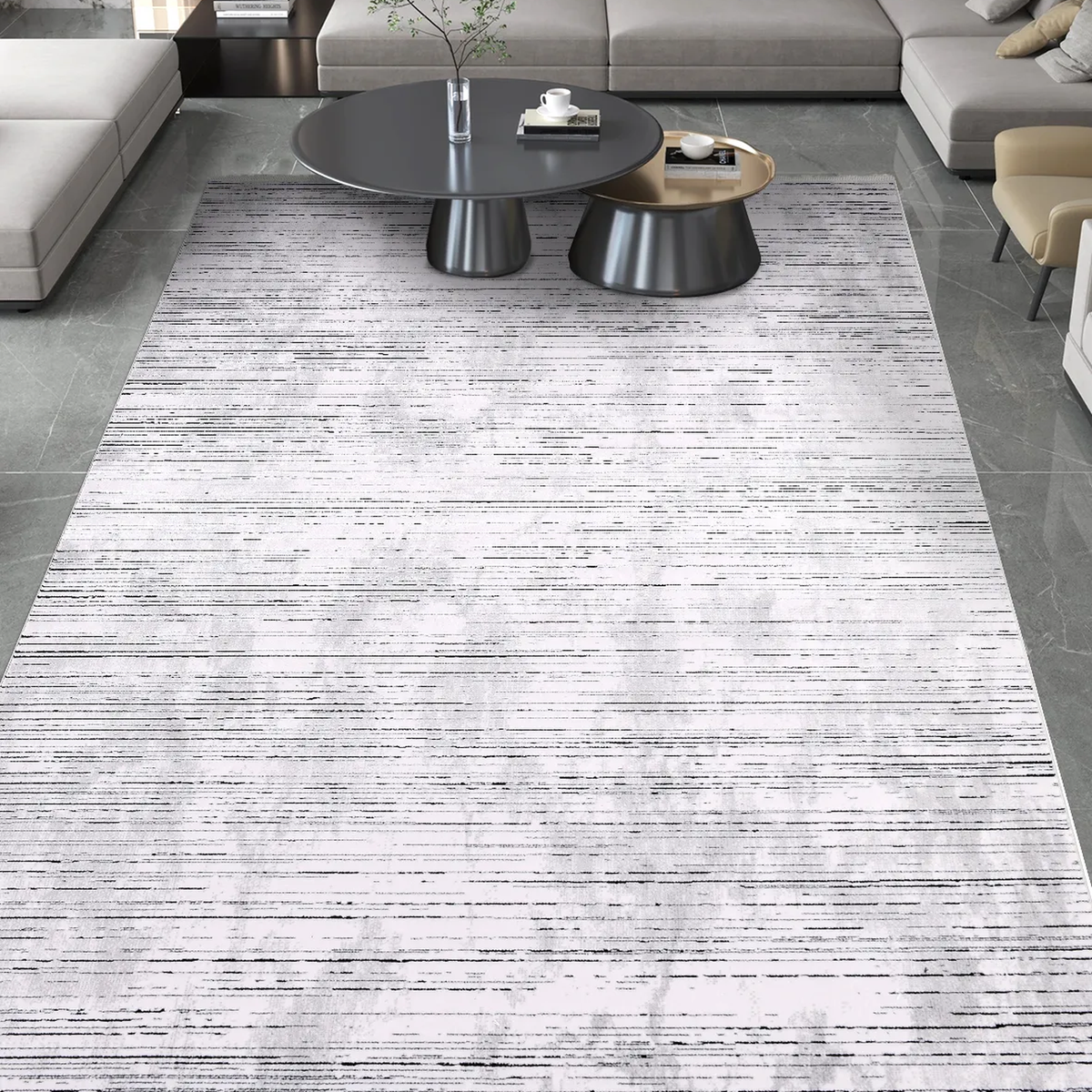 SHARED | Spur Cream Grey Abstract Modern Machine Woven Living Room Be photo 1