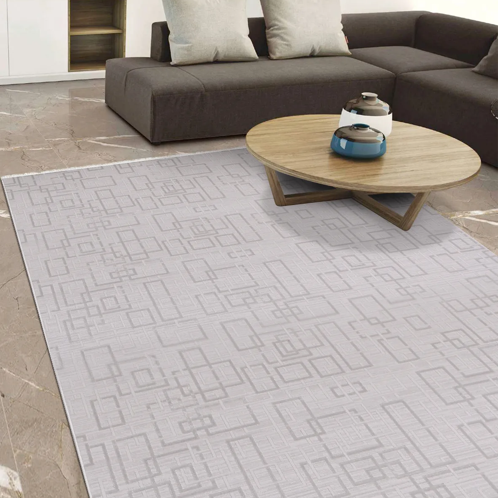 SHARED | Olympos Light Grey Geometric Modern Machine Woven Living Roo photo 1