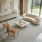 SHARED | Kaolin Grey Ivory Solid Modern Machine Woven Flatweave Livin photo 1