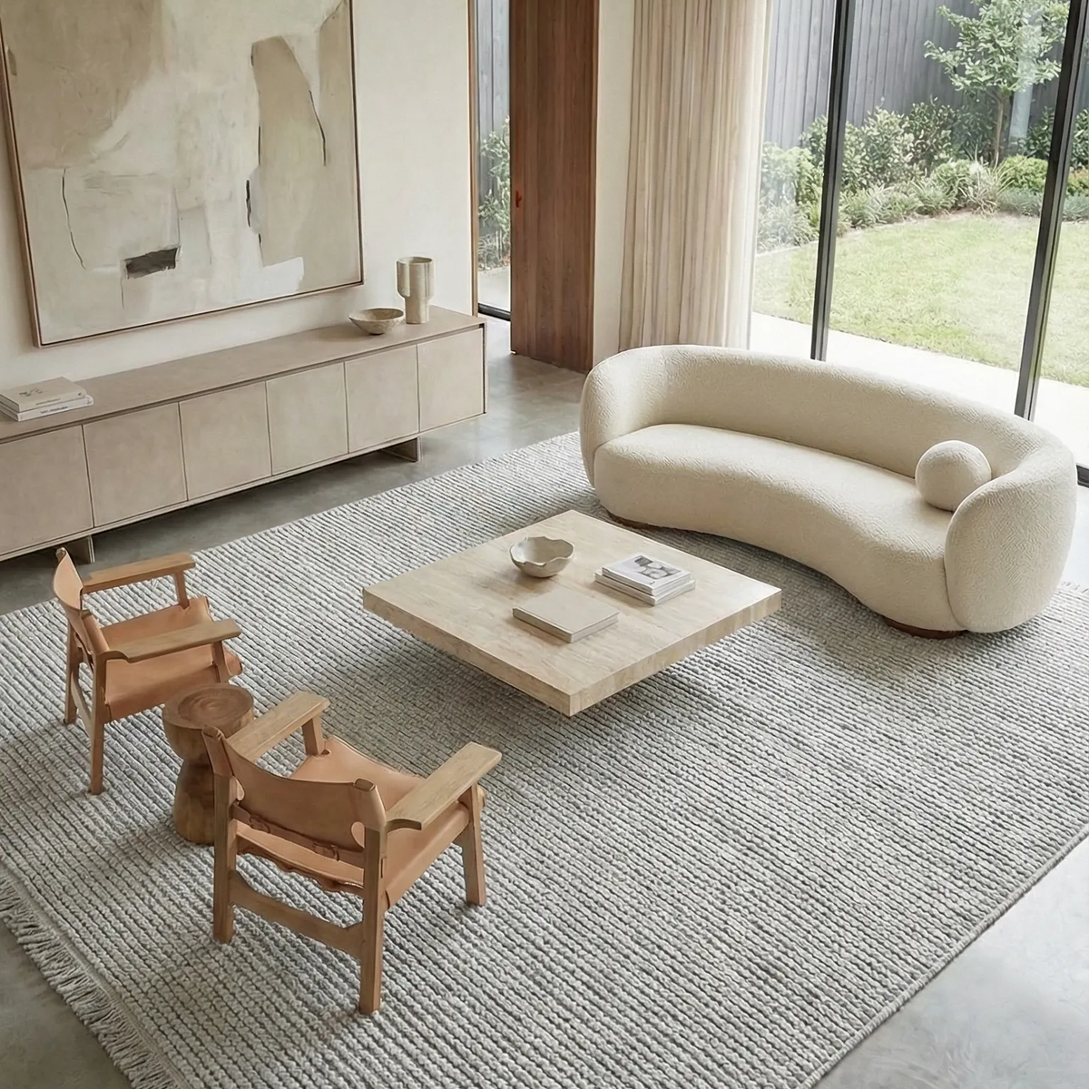 SHARED | Kaolin Grey Ivory Solid Modern Machine Woven Flatweave Livin photo 1