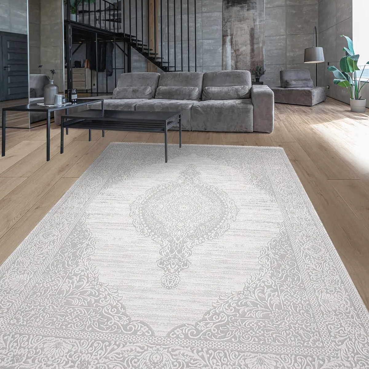 SHARED | Vestibule Cream Grey Persian Style Medallion Traditional Mac photo 1