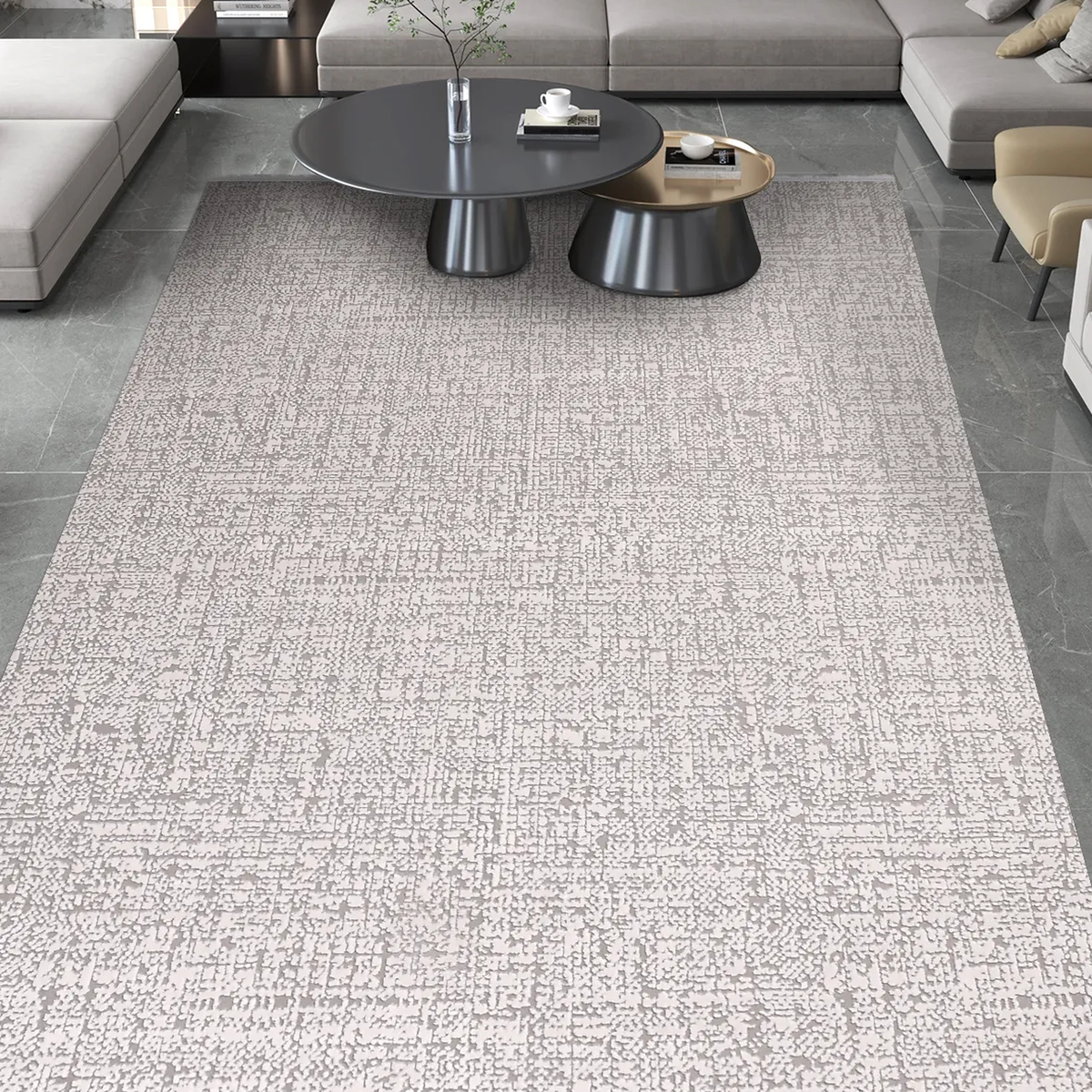 SHARED | Dingle Cream Beige Grey Abstract Modern Machine Woven Living photo 1