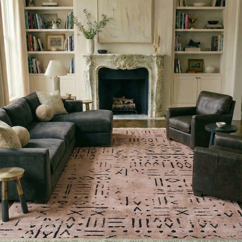 SHARED | Iris Blush Pink Boho Abstract Tribal Machine Woven Living Ro photo 1