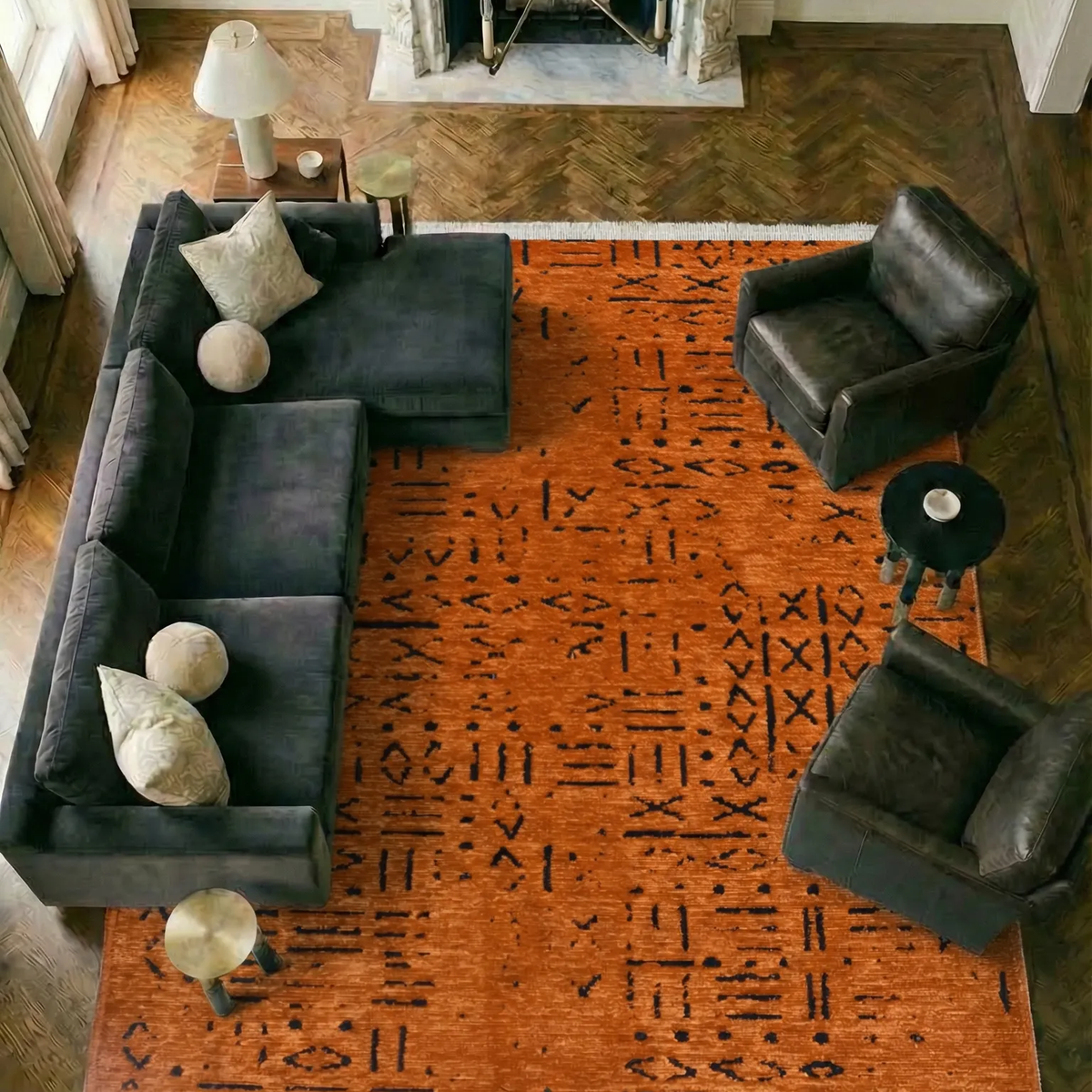 SHARED | Hornbeam Terracotta Boho Abstract Tribal Style Machine Woven photo 1