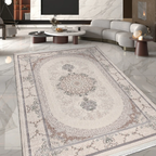 SHARED | Coral Cream Beige Persian Style Traditional Medallion Machin photo 1